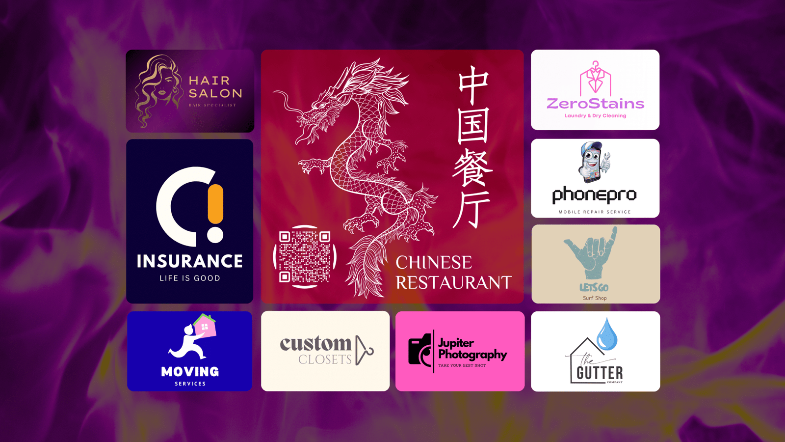 Complete Ads That Stick Jupiter Edition Magnet Layout Featuring Ten Local Business Categories And A Restaurant Qr Code