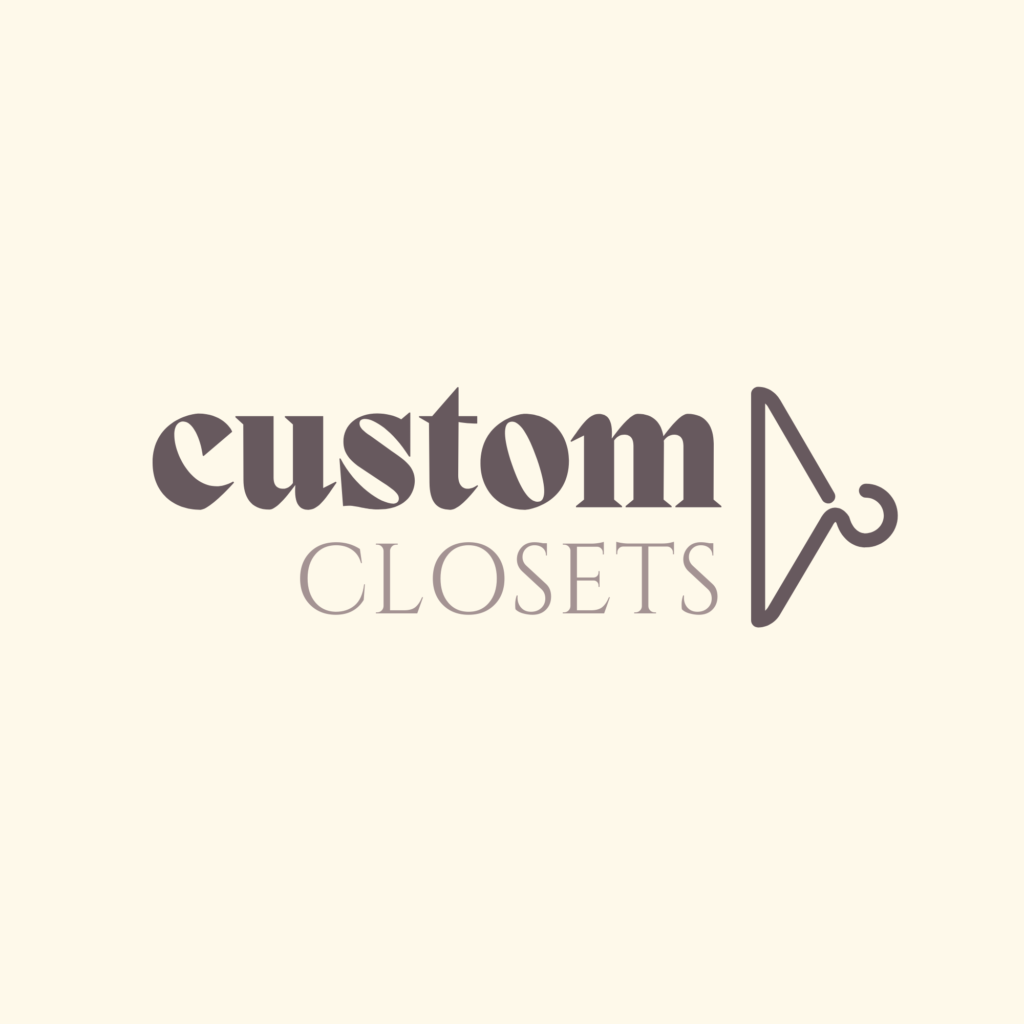 Custom Closets Logo With A Clothes Hanger Representing The Closet Design Category