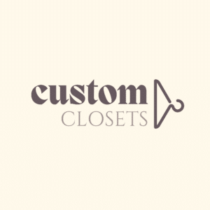 Custom Closets Logo With A Clothes Hanger Representing The Closet Design Category