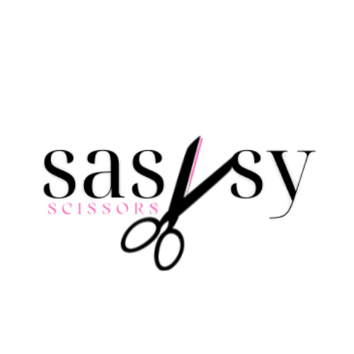 Sassy Scissors Logo With Pink Lettering And Scissors For A Jupiter Florida Hair Salon.