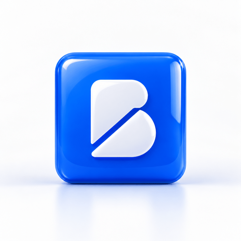 Glossy Blue Blocksy Theme Logo Centered On A White Background With Extra Space Around The Icon