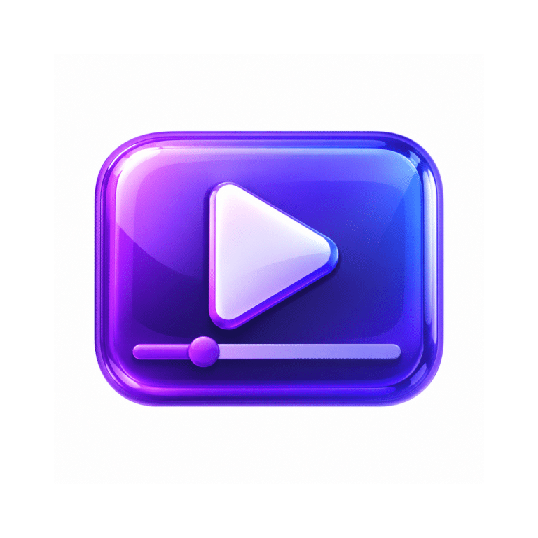 Presto Player Wordpress Represented By A Glossy Purple And Blue Video Player Icon With A White Play Button