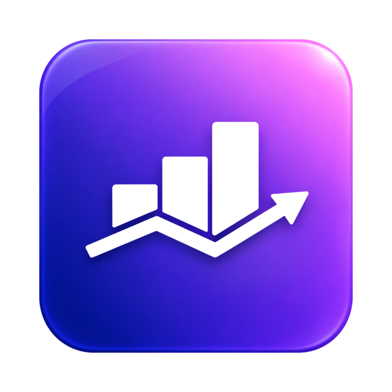 Rank Math Wordpress Seo Represented By A Glossy Purple And Blue Growth Chart Icon With An Upward Arrow